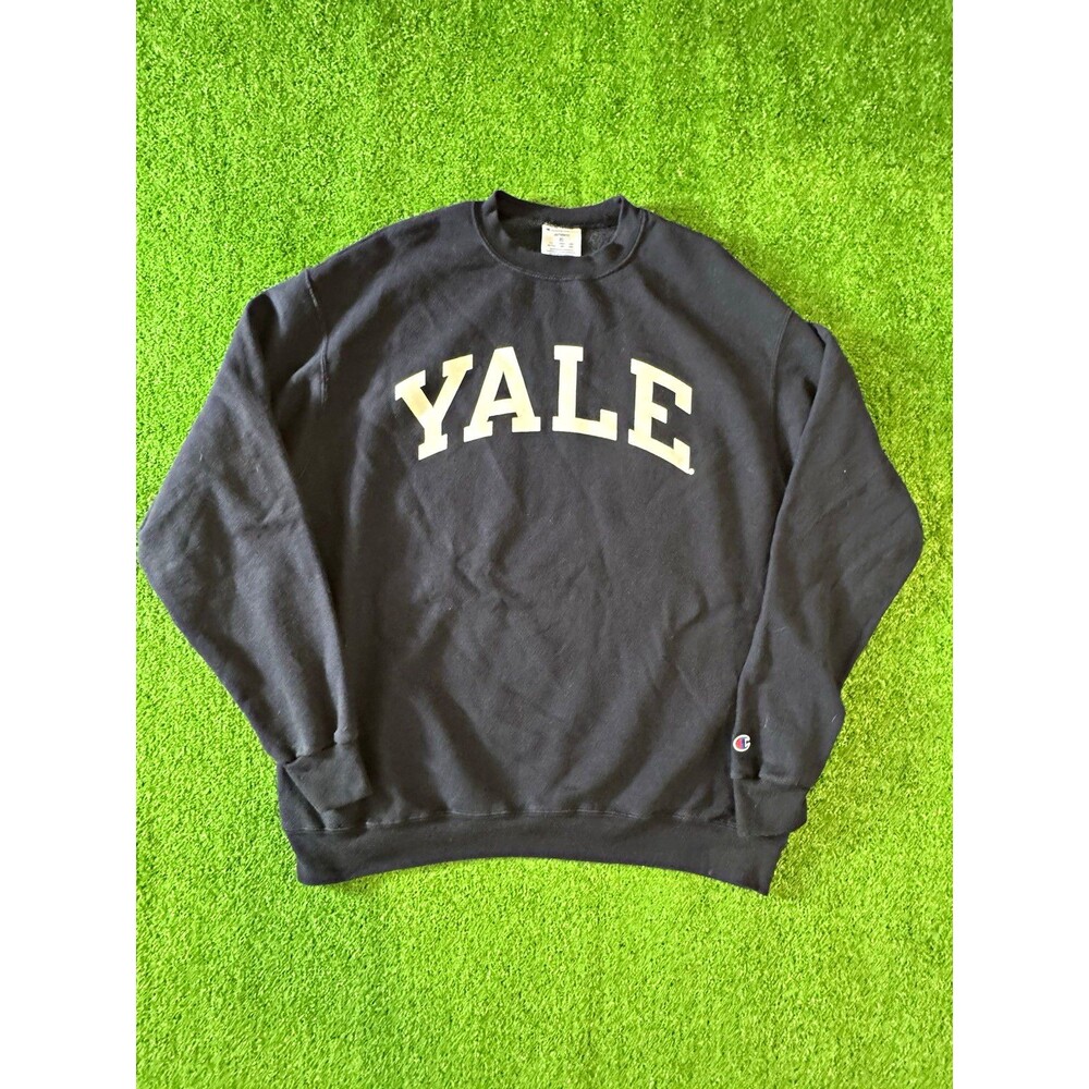 VTG Champion Eco Authentic Yale Bulldogs Navy Blue Crewneck Sweatshirt Size XL